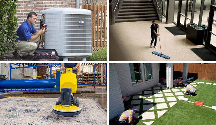 Collage of different industrial services Collage of different industrial services